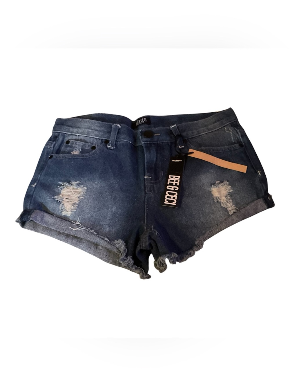 BEE & CECI DISTRESSED FRAYED HEM DENIM SHORTS SIZE 7